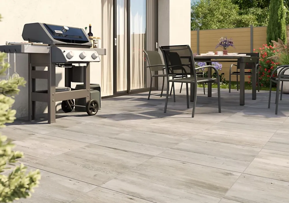 Dalle carrelage extérieur 2cm Rushmore effet bois 60 x 60 cm- Carrelage Extérieur Et Terrasse
