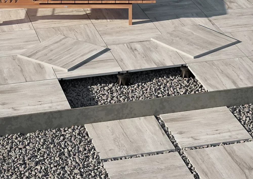 Dalle carrelage extérieur 2cm Rushmore effet bois 60 x 60 cm- Carrelage Extérieur Et Terrasse
