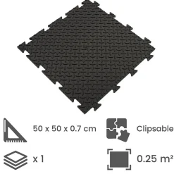 Artplast Dalle Pvc Garage<Dalle clipsable en PVC Motif "grain de riz" - Noir 50 x 50 cm