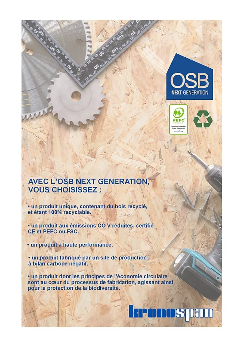 Kronospan Panneau Bois, Osb, Mdf<Dalle OSB 3 - 244 x 59 cm ép.22 mm (vendue à la pièce)