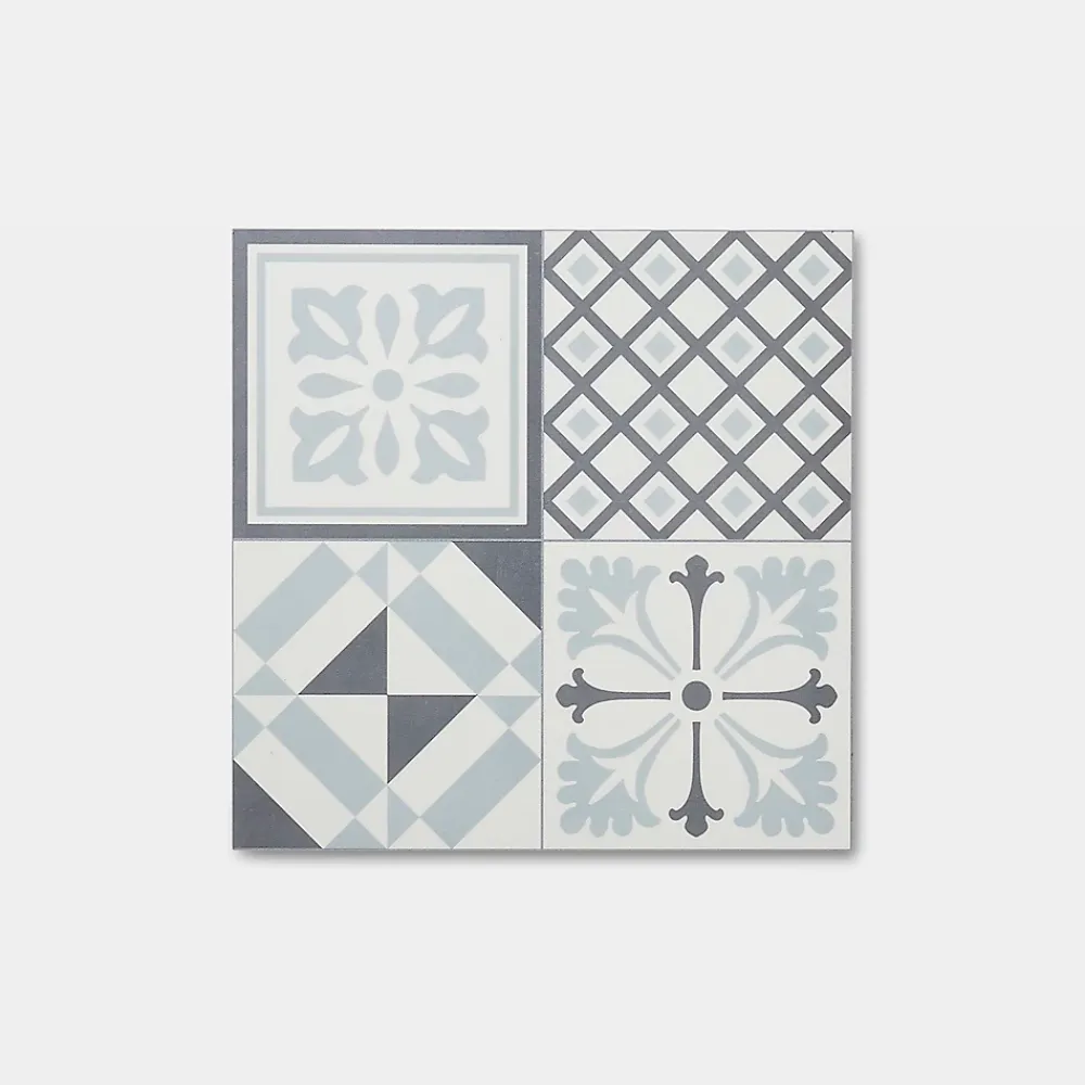 GoodHome Dalle Et Lame Pvc<Dalle PVC adhésive effet carreaux de ciment noir et blanc L.30,5 x l.30,5 cm x ép.2 mm, Poprock