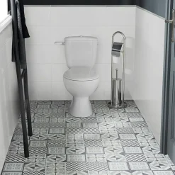 GoodHome Dalle Et Lame Pvc<Dalle PVC adhésive effet carreaux de ciment noir et blanc L.30,5 x l.30,5 cm x ép.2 mm, Poprock