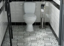 GoodHome Dalle Et Lame Pvc<Dalle PVC adhésive effet carreaux de ciment noir et blanc L.30,5 x l.30,5 cm x ép.2 mm, Poprock