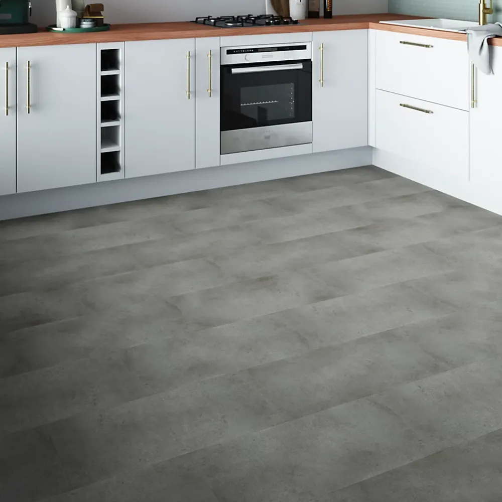 GoodHome Dalle Et Lame Pvc<Dalle PVC clipsable Baila béton gris L. 61 x l. 30.5 cm