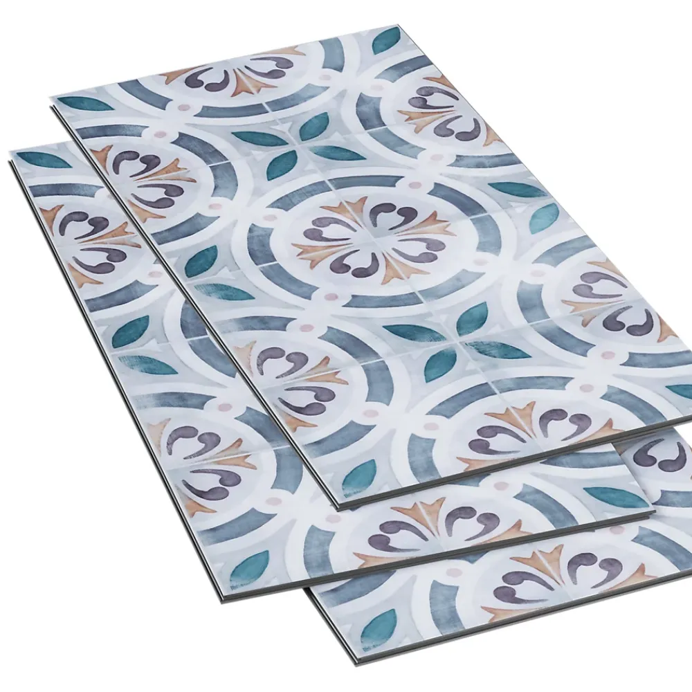 GoodHome Dalle Et Lame Pvc<Dalle PVC clipsable Mambo 63x32 cm décor carreaux ciment multico (vendue au carton)