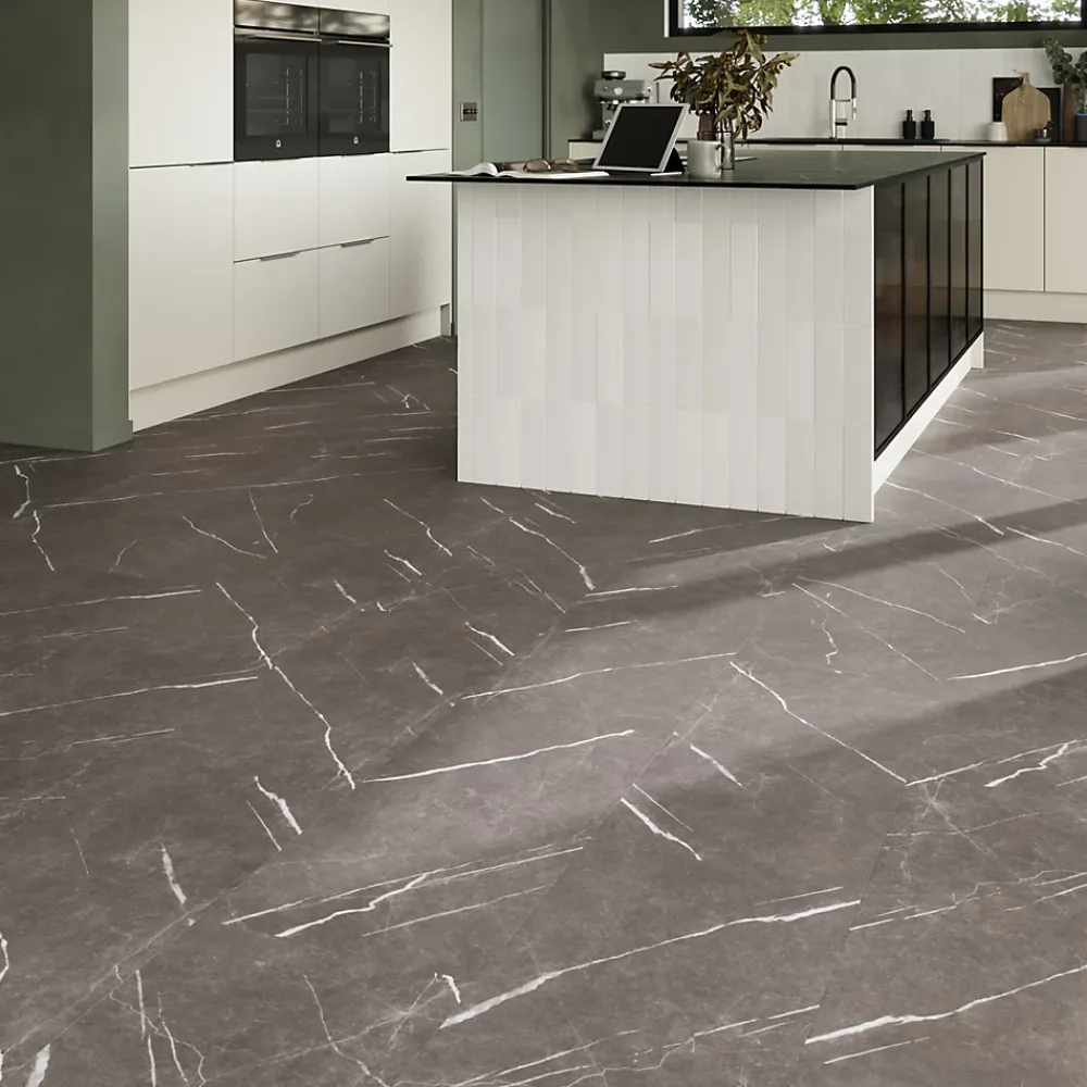 GoodHome Dalle Et Lame Pvc<Dalle PVC clipsable Mambo 82x42 cm marbre gris (vendue au carton)