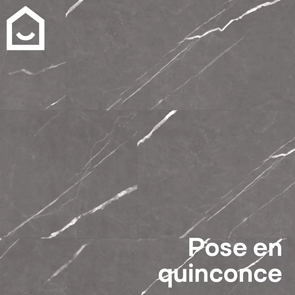 GoodHome Dalle Et Lame Pvc<Dalle PVC clipsable Mambo 82x42 cm marbre gris (vendue au carton)
