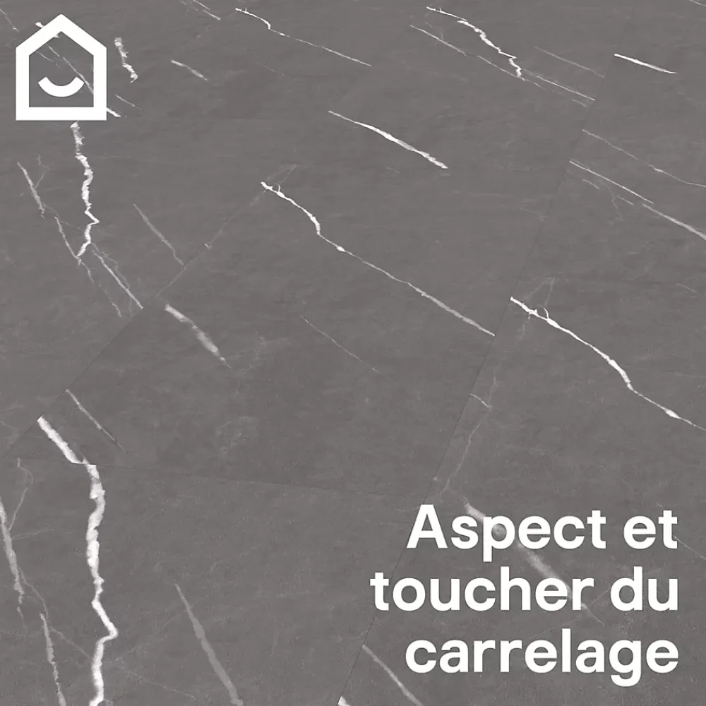 GoodHome Dalle Et Lame Pvc<Dalle PVC clipsable Mambo 82x42 cm marbre gris (vendue au carton)