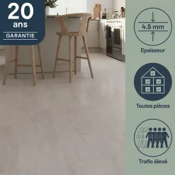 GoodHome Dalle PVC clipsable pour sol intérieur l.32 x L.63 cm effet pierre travertin Mambo (vendue au carton)- Dalle Et Lame Pvc