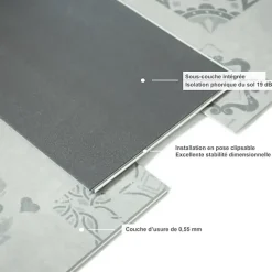 Tarkett Dalle Et Lame Pvc<Dalle PVC clipsable rigide Ultime Plus - Carreaux de ciment gris - Finition extra mate - Paquet de 2,253 m²