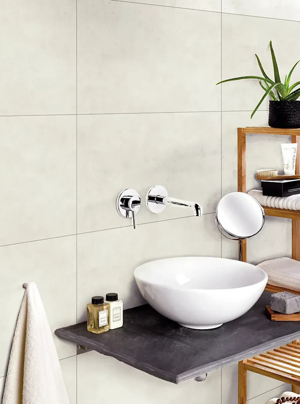 Dalle PVC Dumawall+ ciment clair 65 x 37,5 cm- Dalle Murale Pvc