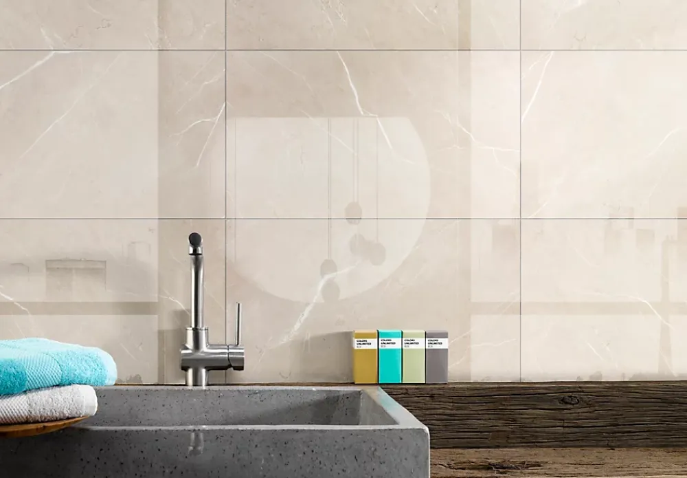 Dumaplast Dalle PVC Dumawall+ Gloss Faro beige brillant 37,5 x 65 cm- Dalle Murale Pvc