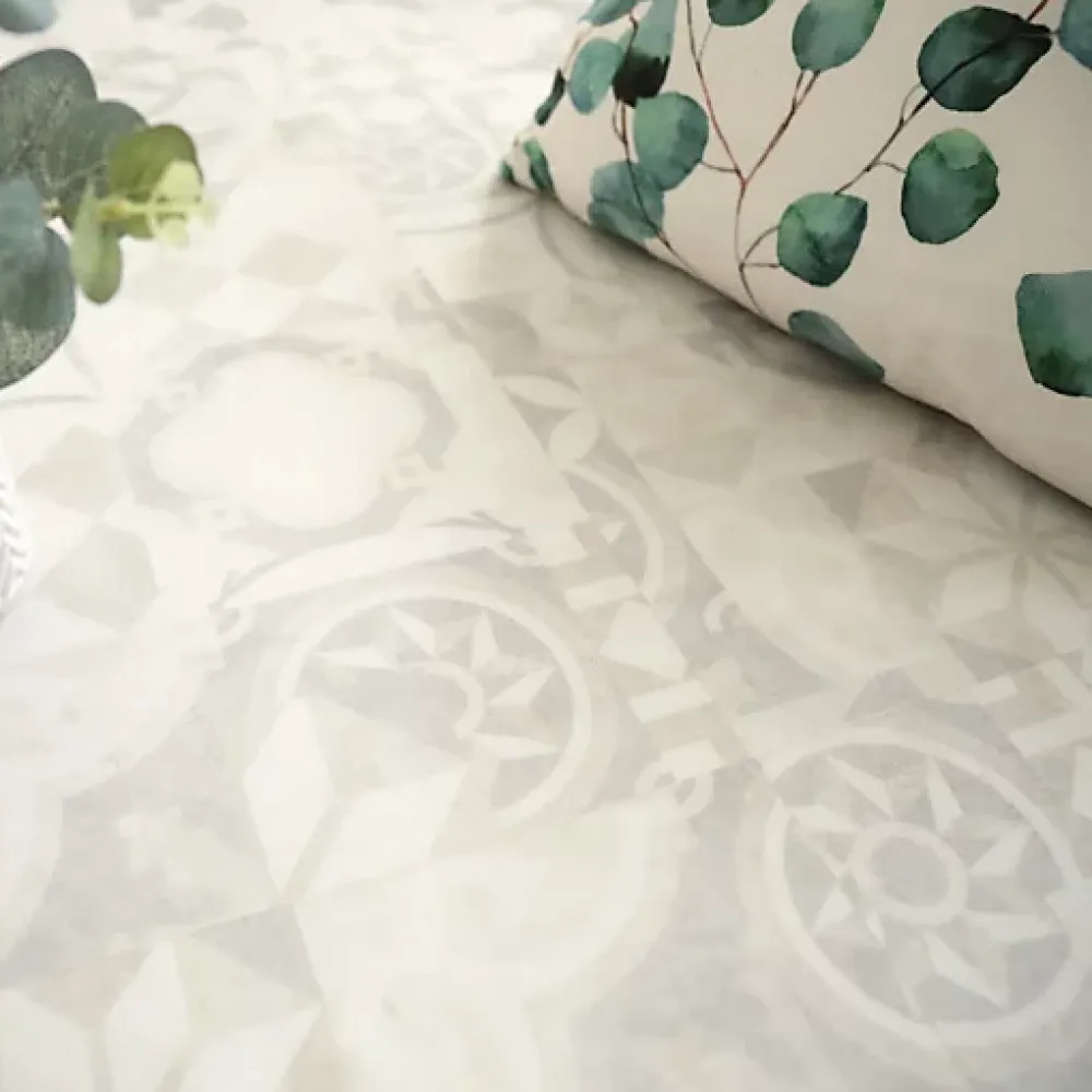 Décoweb Dalle sol PVC Clipsable Mix and Match - Click 5G - Carreaux de ciment beige clair - Paquet de 1,49 m²- Dalle Et Lame Pvc