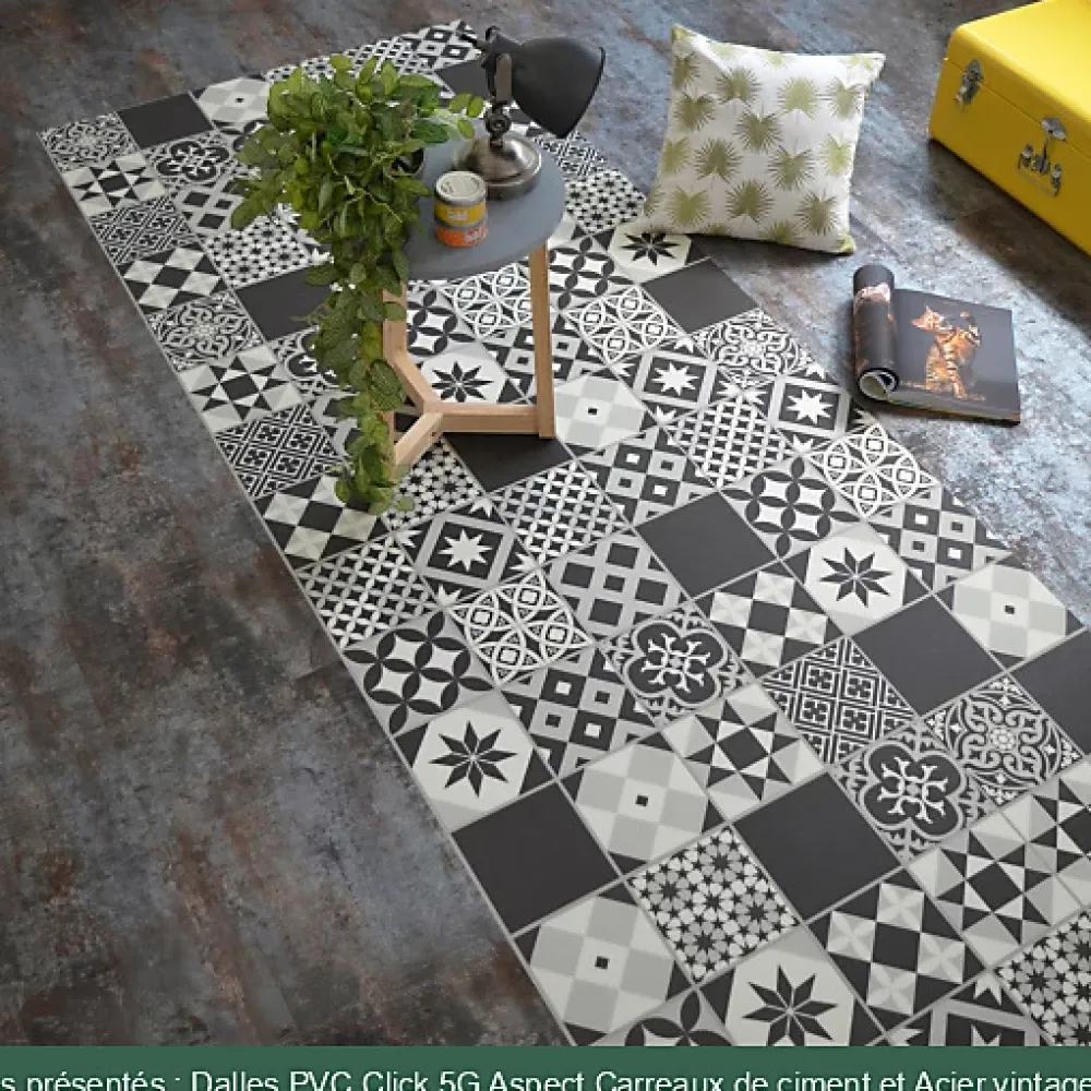Décoweb Dalle Et Lame Pvc<Dalle sol PVC Clipsable Mix and Match - Click 5G - Acier vintage - Paquet de 1,49 m²