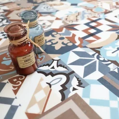 Décoweb Dalle Et Lame Pvc<Dalle sol PVC Clipsable Mix and Match - Click 5G - Carreaux de ciment patchwork terracotta - Paquet de 1,49 m²