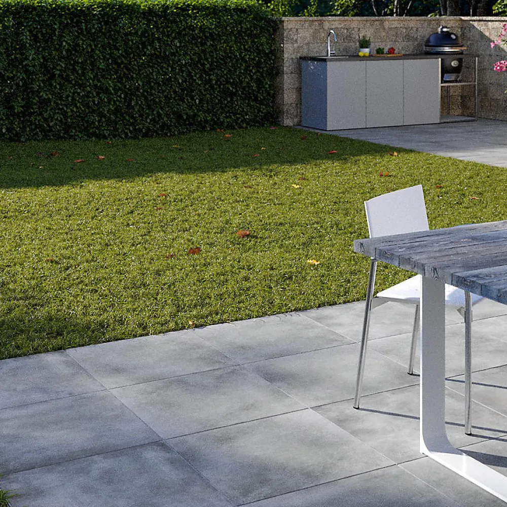 Concept Mosaïque Dalle sur plots ASSEN GREY 60x60x2 cm effet béton antidérapant R11- Carrelage Extérieur Et Terrasse