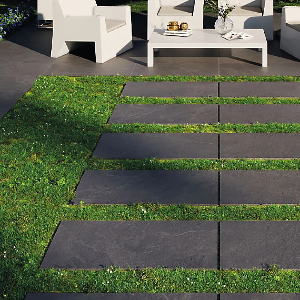 Reflex Boutique Carrelage Extérieur Et Terrasse<Dalle sur plots effet pierre Onyx 2cm anthracite R11 60x120 cm - Réflex boutique