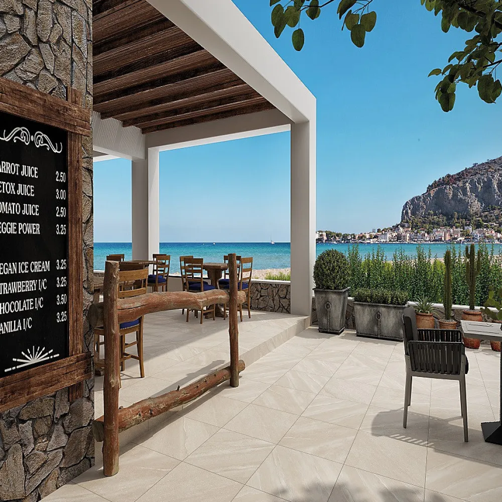 Concept Mosaïque Dalle sur plots VALAR BEIGE 60x60x2 cm effet pierre antidérapant R11- Carrelage Sol Effet Pierre