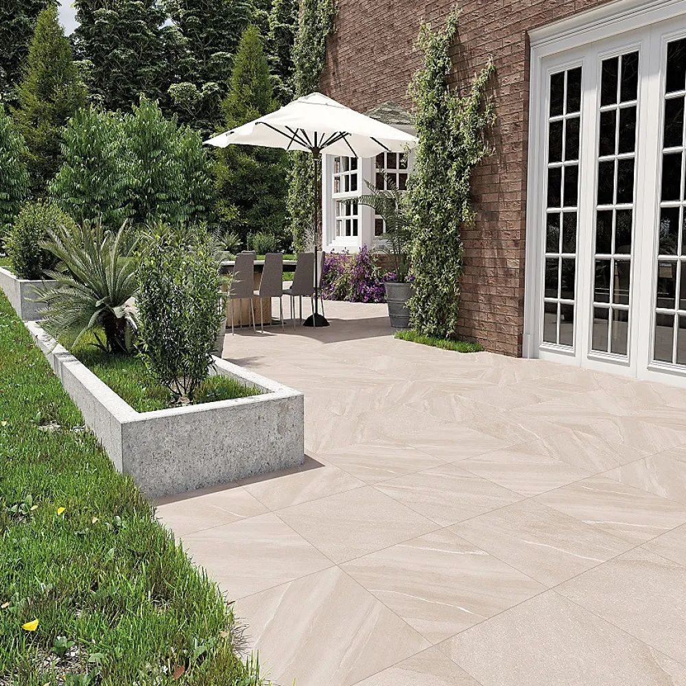 Concept Mosaïque Dalle sur plots VALAR BEIGE 60x60x2 cm effet pierre antidérapant R11- Carrelage Sol Effet Pierre