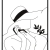 Mauro Ferretti Déco murale en métal noir pour femme avec chapeau 60x1x80 cm- Panneau Tasseau Bois
