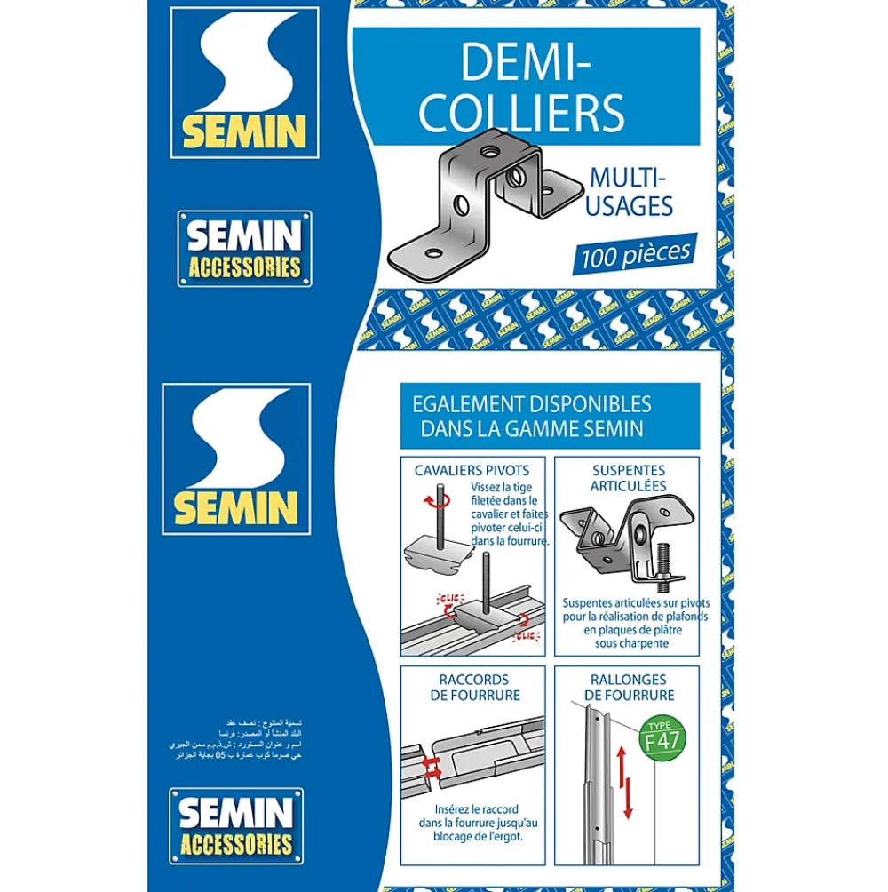 Semin Bois De Charpente<Demi Collier Multi-usages , boite de 100