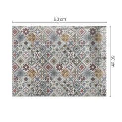 Wallfluent Dessus de table en verre trempé 80x60 cm Motif mosaïque avec ornements- Plateau En Verre