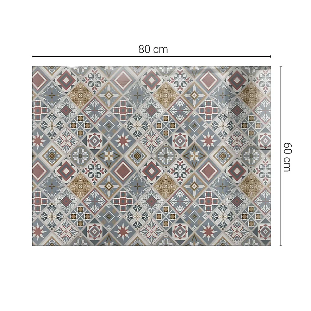 Wallfluent Dessus de table en verre trempé 80x60 cm Motif mosaïque avec ornements- Plateau En Verre