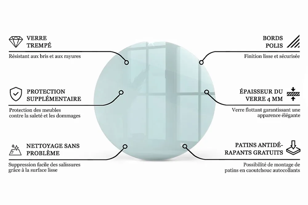 Wallfluent Plateau En Verre<Dessus de table en verre trempé fi90 cm Transparent