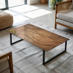 Wallfluent Dessus de table en verre trempé 140x70 cm Motif bois- Plateau En Verre