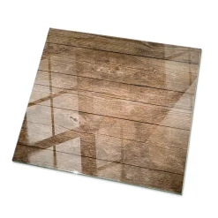 Wallfluent Dessus de table en verre trempé 60x60 cm Structure de planches en bois- Plateau En Verre