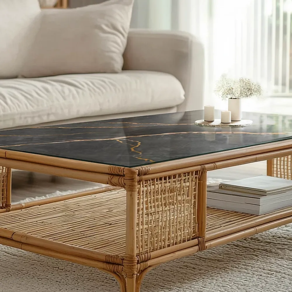 Wallfluent Plateau En Verre<Dessus de table en verre trempé 140x70 cm Motif marbré avec veines