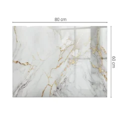 Wallfluent Dessus de table en verre trempé 80x60 cm Marbre élégant avec veines- Plateau En Verre