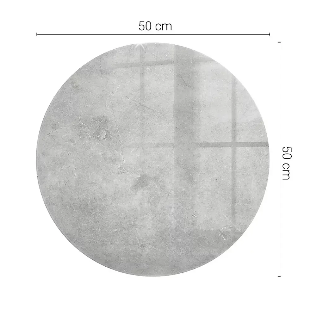 Wallfluent Dessus de table en verre trempé fi50 cm Texture de béton avec fissures- Plateau En Verre