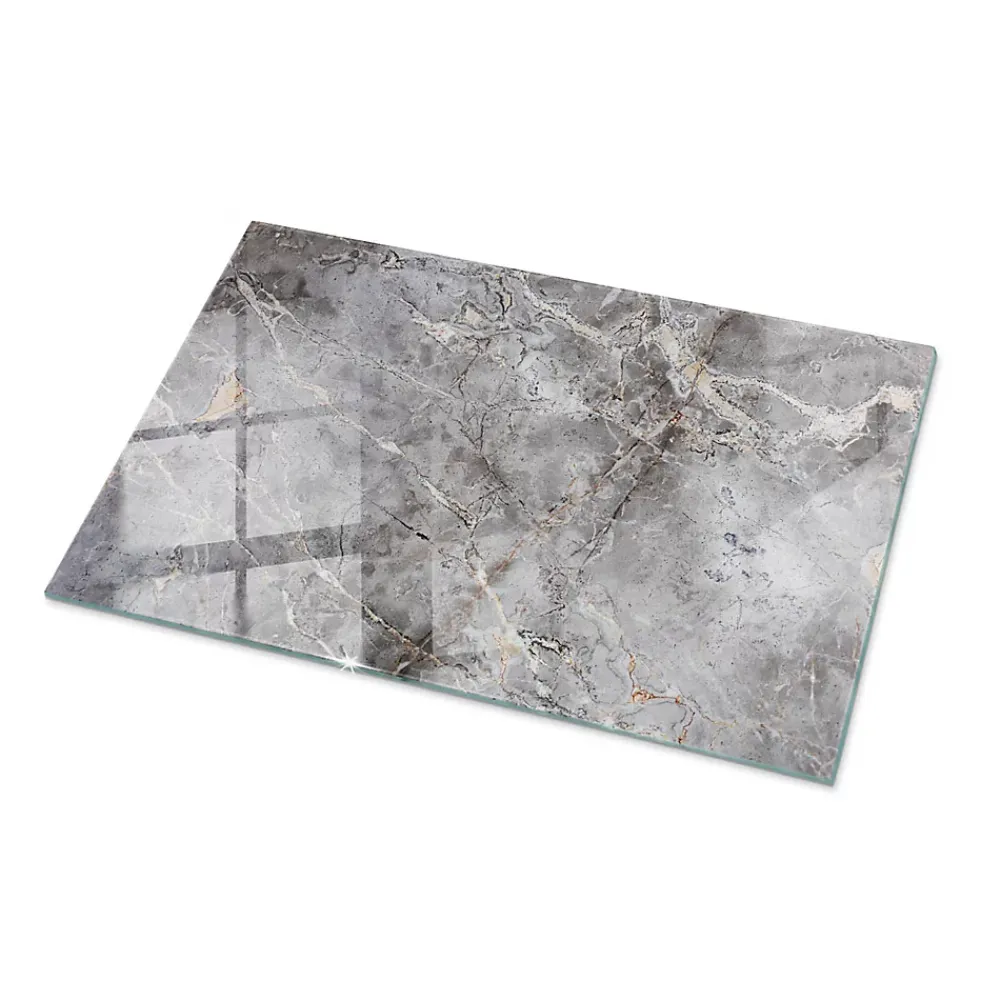 Wallfluent Dessus de table en verre trempé 100x70 cm Motif naturel de marbre- Plateau En Verre