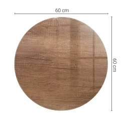 Wallfluent Plateau En Verre<Dessus de table en verre trempé fi60 cm Motif naturel du bois