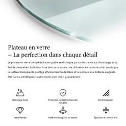 Wallfluent Dessus de table en verre trempé fi60 cm Transparent- Plateau En Verre
