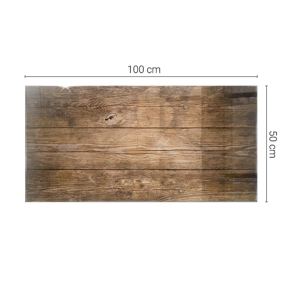 Wallfluent Dessus de table en verre trempé 100x50 cm Structure de planches en bois- Plateau En Verre