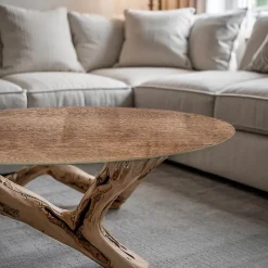 Wallfluent Plateau En Verre<Dessus de table en verre trempé fi90 cm Motif naturel du bois