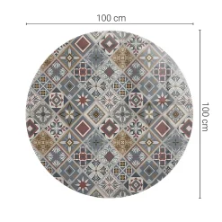 Wallfluent Plateau En Verre<Dessus de table en verre trempé fi100 cm Motif mosaïque avec ornements
