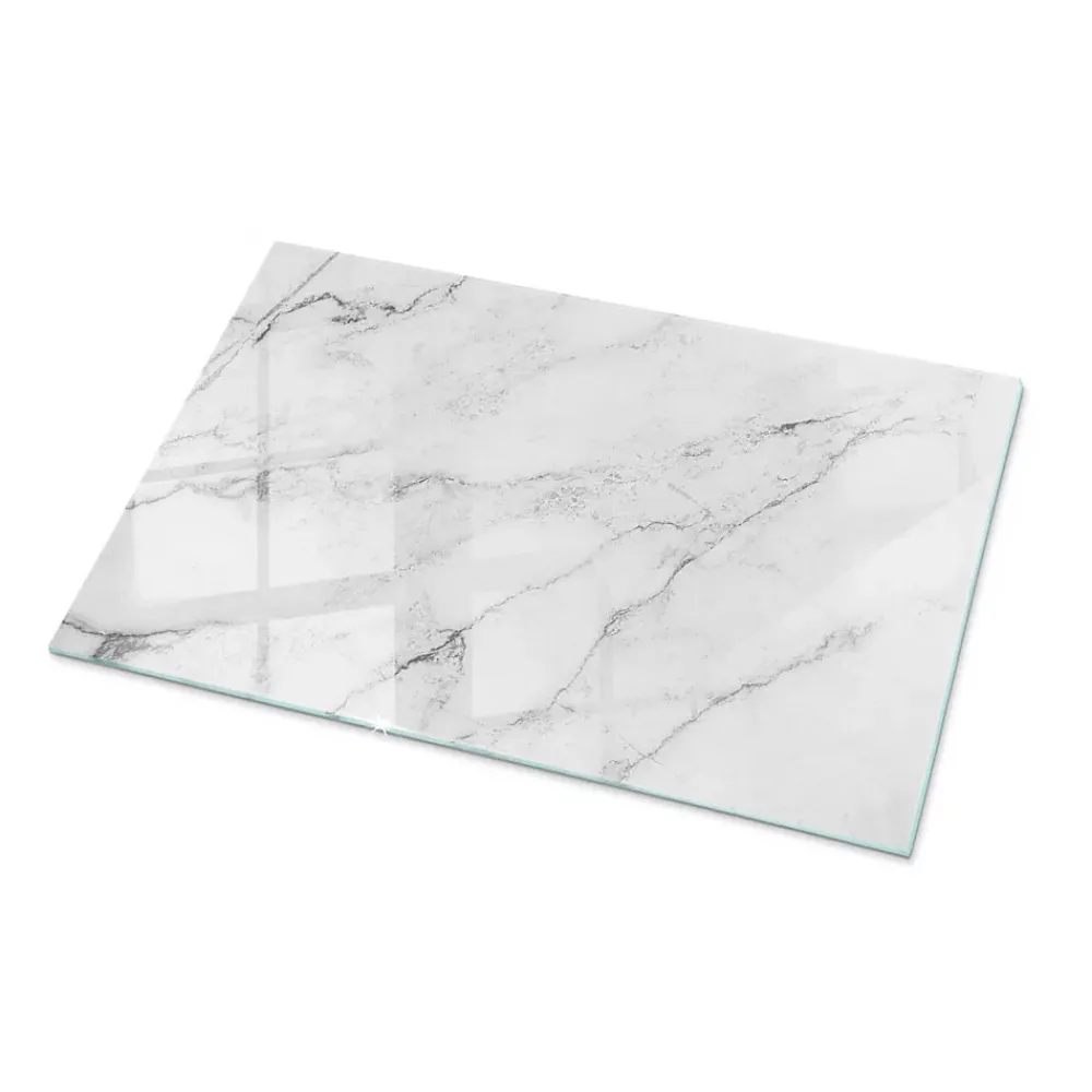 Wallfluent Dessus de table en verre trempé 100x70 cm Motif de surface en marbre- Plateau En Verre