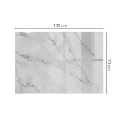 Wallfluent Dessus de table en verre trempé 100x70 cm Motif de surface en marbre- Plateau En Verre