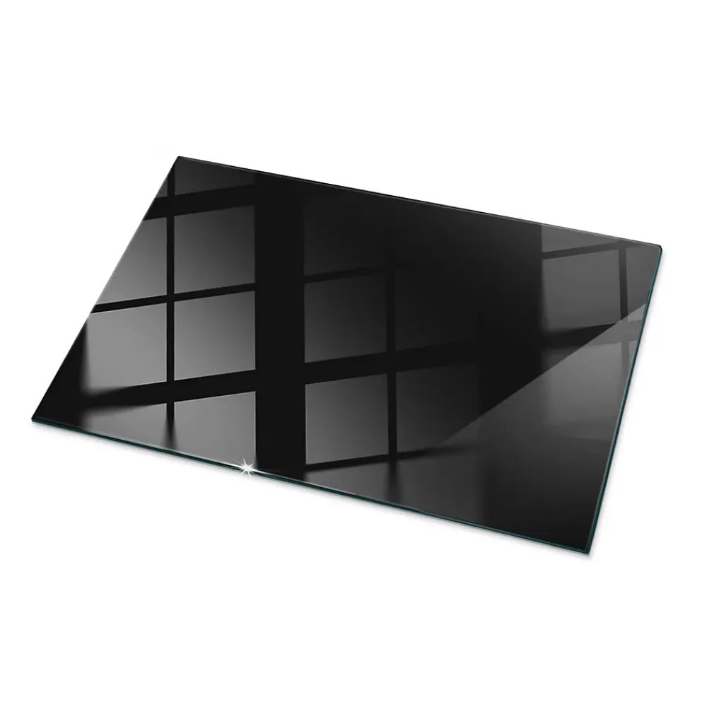 Wallfluent Dessus de table en verre trempé 100x70 cm Couleur noire lisse- Plateau En Verre