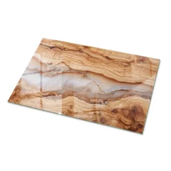 Wallfluent Dessus de table en verre trempé 100x70 cm Bois naturel avec résine- Plateau En Verre