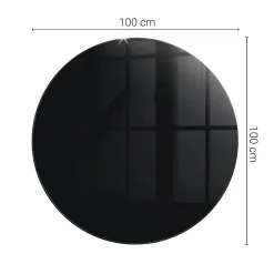 Wallfluent Dessus de table en verre trempé fi100 cm Couleur noire lisse- Plateau En Verre