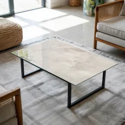 Wallfluent Dessus de table en verre trempé 100x70 cm Motif texturé de marbre- Plateau En Verre