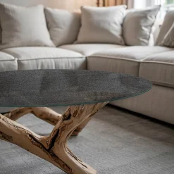Wallfluent Plateau En Verre<Dessus de table en verre trempé fi50 cm Texture de pierre naturelle