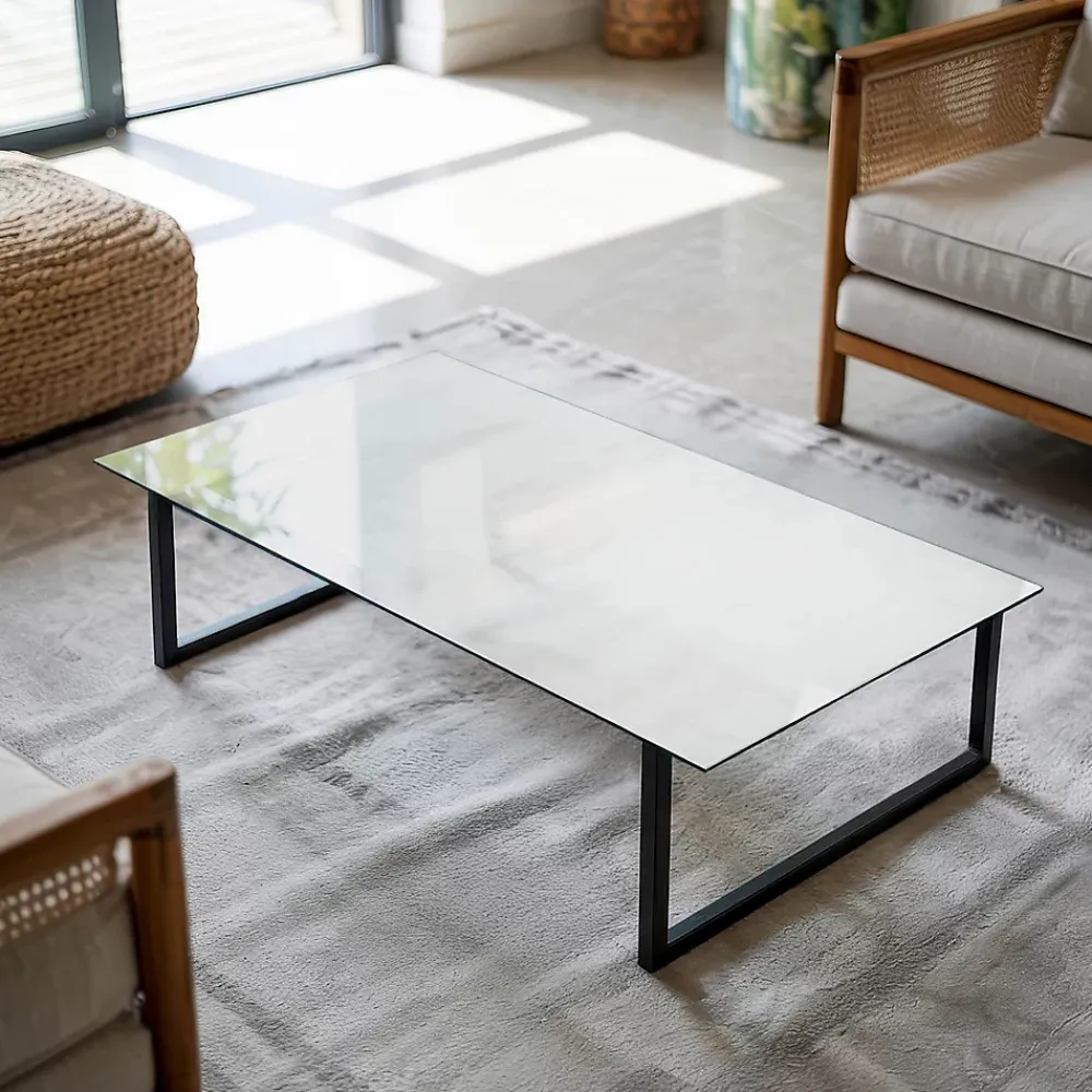 Wallfluent Dessus de table en verre trempé 100x50 cm Couleur blanche lisse- Plateau En Verre