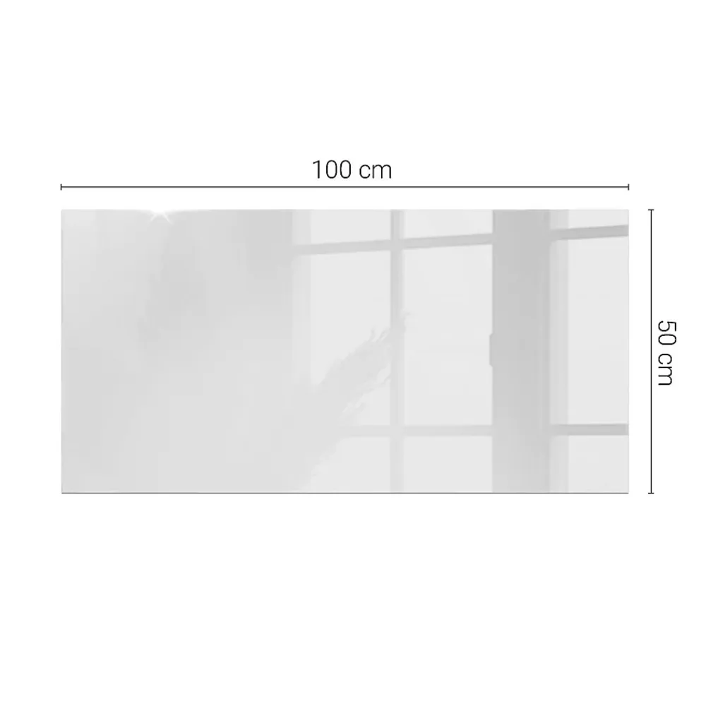 Wallfluent Dessus de table en verre trempé 100x50 cm Couleur blanche lisse- Plateau En Verre