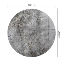 Wallfluent Dessus de table en verre trempé fi100 cm Motif naturel de marbre- Plateau En Verre