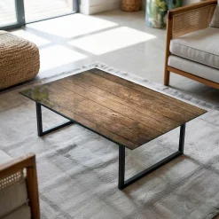 Wallfluent Plateau En Verre<Dessus de table en verre trempé 100x70 cm Structure de planches en bois